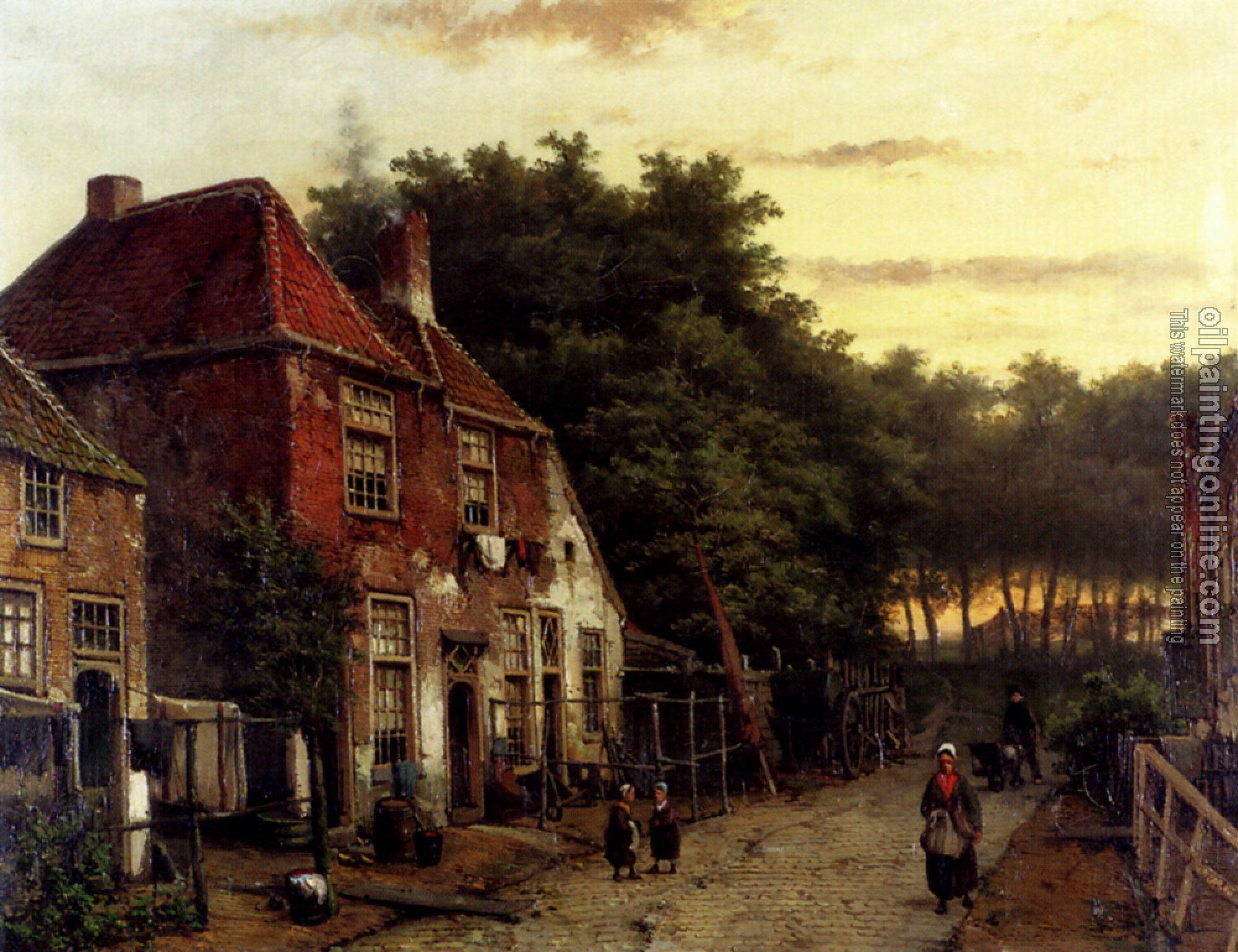 Willem Koekkoek - Figures In A Dutch Street